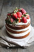 Strawberry cake with whipped cream