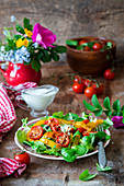 Roast cherry tomatoes and pepper salad