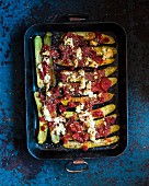 Zucchini with tomatoes and feta