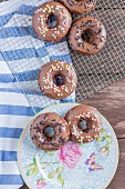 Nutella doughnuts with sugar confetti and chocolate sprinkles