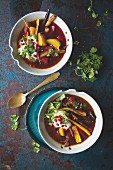 Two bowls of hearty vegetable broth (for the immune system)