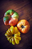 Three different heirloom tomatoes