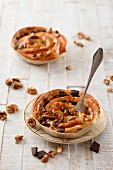 Puff pastry snails with chocolate and walnuts