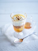 Trifle with Greek yogurt, honey and walnuts