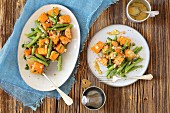 Sweet potato and green bean salad with shallots and musztard vinegrette