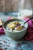 Oatmeal porridge with a spoon