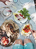 Labneh ricotta dip with tomatoes and herbs
