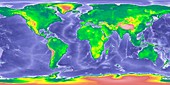 GLOBE world map showing Ice Age sea levels