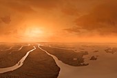 Artwork of River Delta on Titan