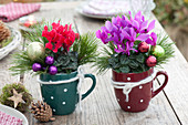 Christmas table decoration on the terrace