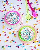 Cupcakes with colourful sugar sprinkles