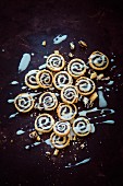 Poppy seed spiral pastries with icing