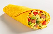 Scrambled eggs and ham in a cheese wrap