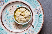 Turkish almond dip with garlic, yoghurt and olive oil