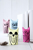 DIY-'Owls' from cardboard rolls