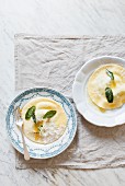 Spinach and ricotta ravioli with egg, sage and parmesan cheese