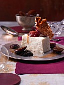 Rice pudding mousse with rum-poached plums (Christmas)