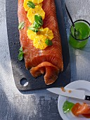 Pickled salmon with oranges and mint jelly
