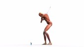 Person playing golf, muscular structure