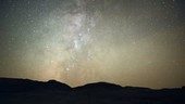 Milky Way over desert, time-lapse footage