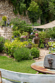 Vintage items in summery garden