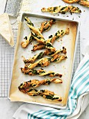 Puff pastry sticks with spinach
