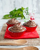 Cupcakes topped with chocolate cream