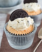 Cupcakes with buttercream and an Oreo cookie