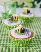 Cupcakes with marzipan bees