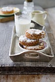 Almond cakes dusted with icing sugar