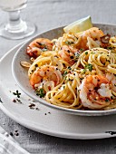 Linguine with prawns, chilli, garlic and thyme
