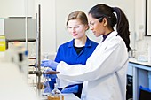 Chemistry student doing solvent-based extraction