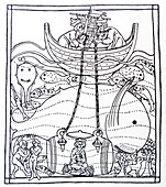 Alexander the Great in a glass diving bell, illustration