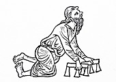 Man with a deformed foot, 14th century illustration