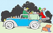 Car picnic by W. Heath Robinson by W. Heath Robinson