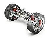 Car suspension wheels and suspension, illustration