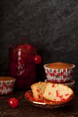 A Maraschino Cherry Cupcake, Cut Open