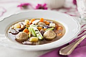 Potato stew with meatballs and vegetables