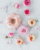 Pink doughnuts and pink flowers