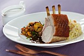 Roast pork with a crispy crust and cabbage slaw