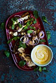 Aubergine salad with hummus