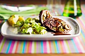 Beef roulade with brussels sprouts