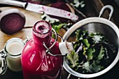 Beetroot smoothie with kale and coconut milk