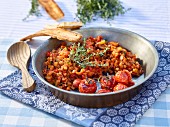 Ratatouille with oven-baked tomatoes and thyme