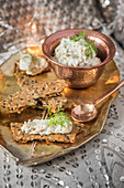 Crackers with trout mousse