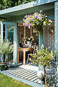 Mediterranean plants outside summerhouse