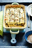 Vegetarian lasagne with spinach, feta and courgette