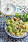 Waldorf-style bulgur salad with grapes, celery and nuts