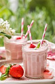 Iced strawberry and coconut smoothies