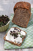 Cottage cheese and cress on wholemeal bread